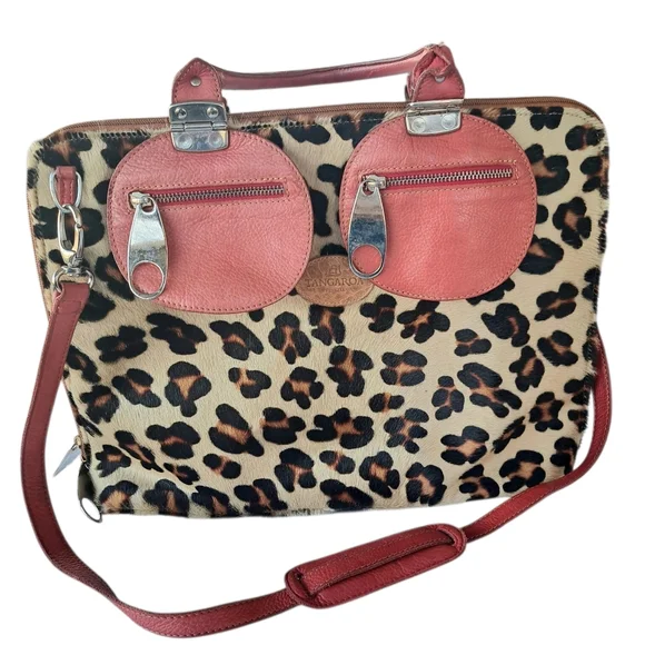 Tangaroa By Terrida Leopard Print Bag with Orange Accents. - Picture 2 of 16